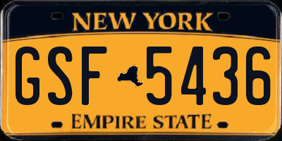 NY license plate GSF5436