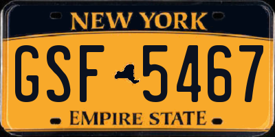 NY license plate GSF5467