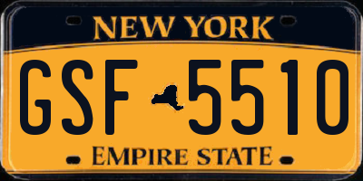 NY license plate GSF5510