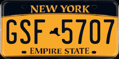 NY license plate GSF5707