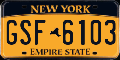 NY license plate GSF6103