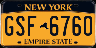 NY license plate GSF6760
