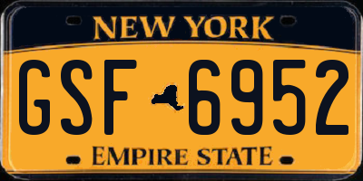 NY license plate GSF6952