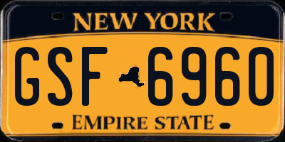 NY license plate GSF6960