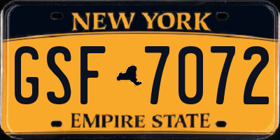 NY license plate GSF7072