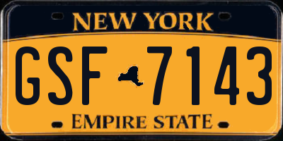 NY license plate GSF7143