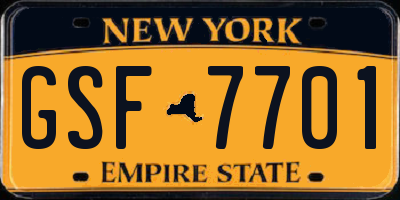 NY license plate GSF7701