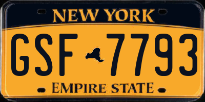 NY license plate GSF7793