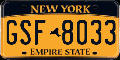 NY license plate GSF8033