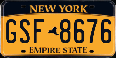 NY license plate GSF8676