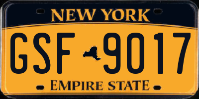 NY license plate GSF9017