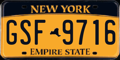 NY license plate GSF9716