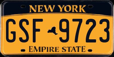 NY license plate GSF9723