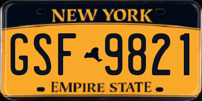 NY license plate GSF9821