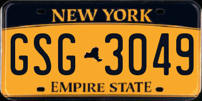 NY license plate GSG3049