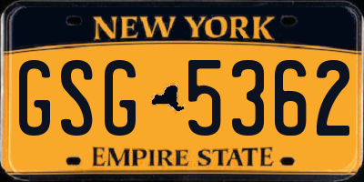 NY license plate GSG5362