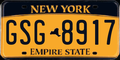 NY license plate GSG8917