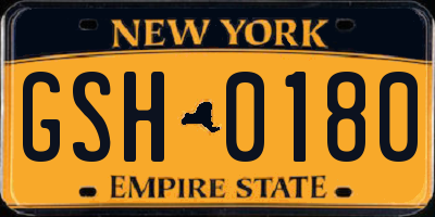 NY license plate GSH0180