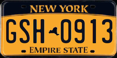 NY license plate GSH0913