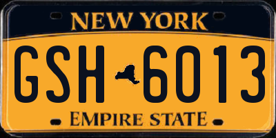 NY license plate GSH6013