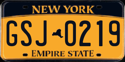 NY license plate GSJ0219