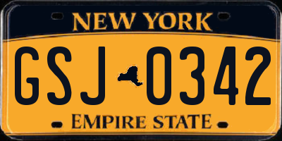 NY license plate GSJ0342