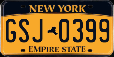 NY license plate GSJ0399