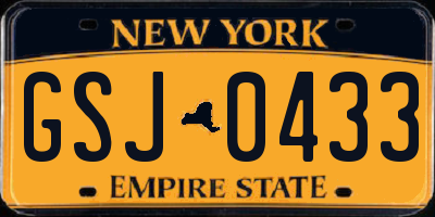 NY license plate GSJ0433