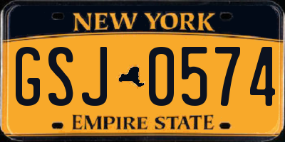 NY license plate GSJ0574