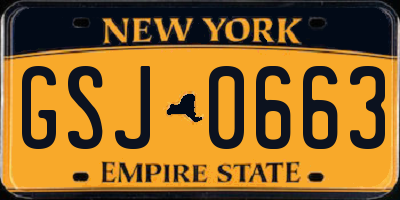 NY license plate GSJ0663