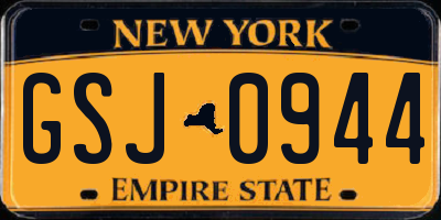 NY license plate GSJ0944