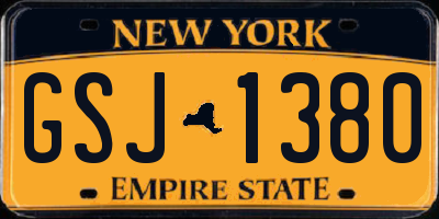 NY license plate GSJ1380