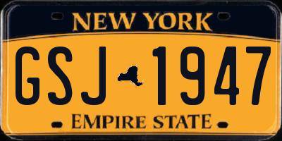 NY license plate GSJ1947