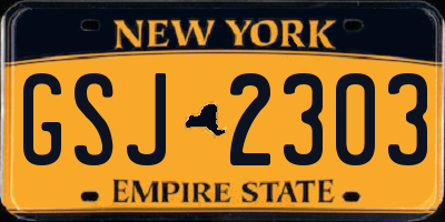 NY license plate GSJ2303