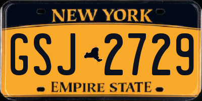 NY license plate GSJ2729
