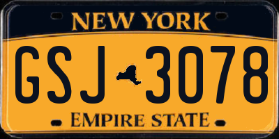 NY license plate GSJ3078