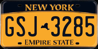 NY license plate GSJ3285