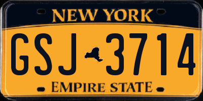 NY license plate GSJ3714
