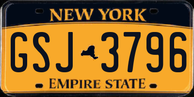 NY license plate GSJ3796