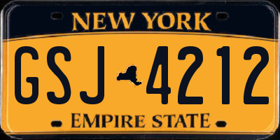 NY license plate GSJ4212