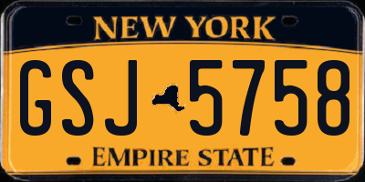 NY license plate GSJ5758