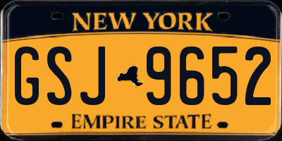 NY license plate GSJ9652