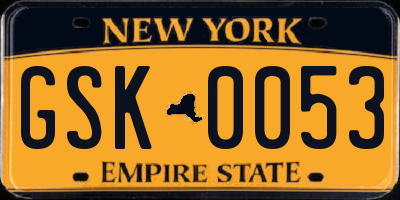 NY license plate GSK0053