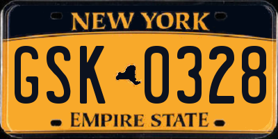 NY license plate GSK0328
