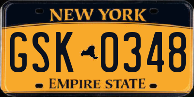 NY license plate GSK0348