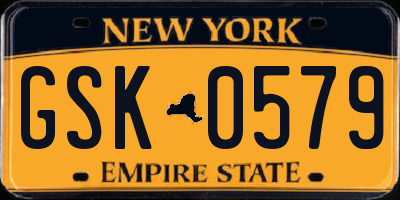 NY license plate GSK0579