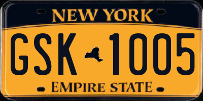NY license plate GSK1005