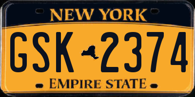 NY license plate GSK2374