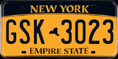 NY license plate GSK3023
