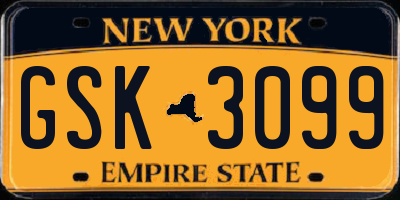 NY license plate GSK3099